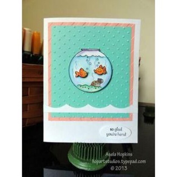 RARE Vintage Stampin Up Fishin Around Mounted Block Card Scrapbook Craft Bowl - Picture 7 of 12